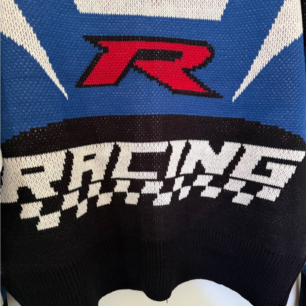 Copper Rivet Men's Racing Blue Zip-Up Knit Sweater, Size Small - Picture 8 of 9